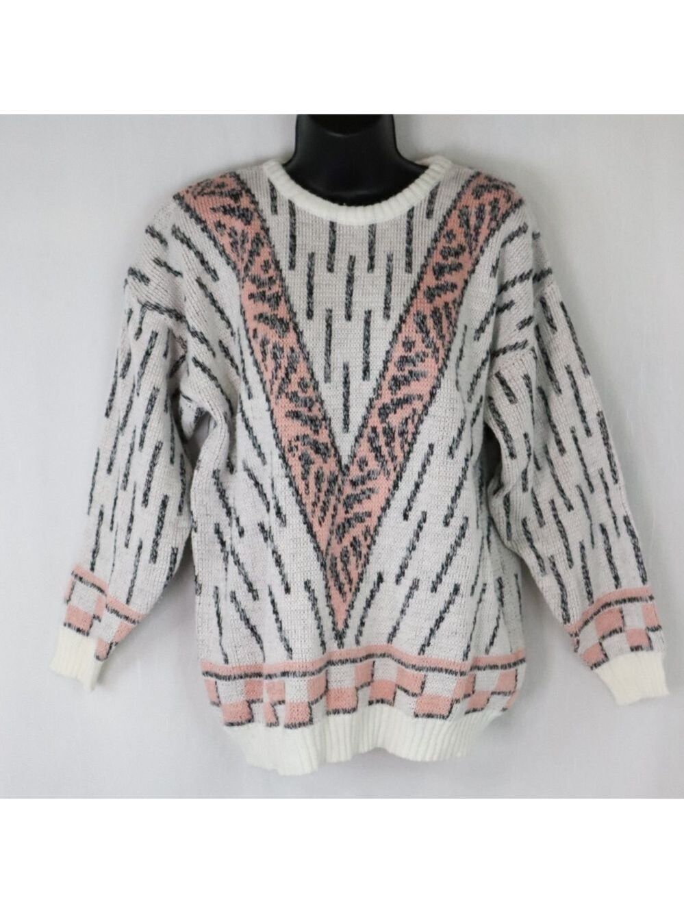 VINTAGE Blush Abstract Crew Neck Sweater